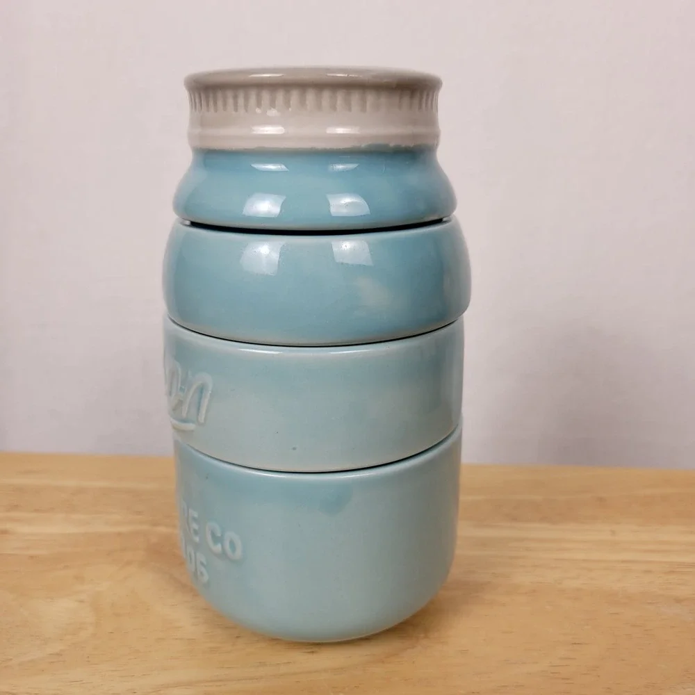 Mason Jar Measuring Cups Blue Stacking Nesting Kitchen Rustic Country Farmhouse